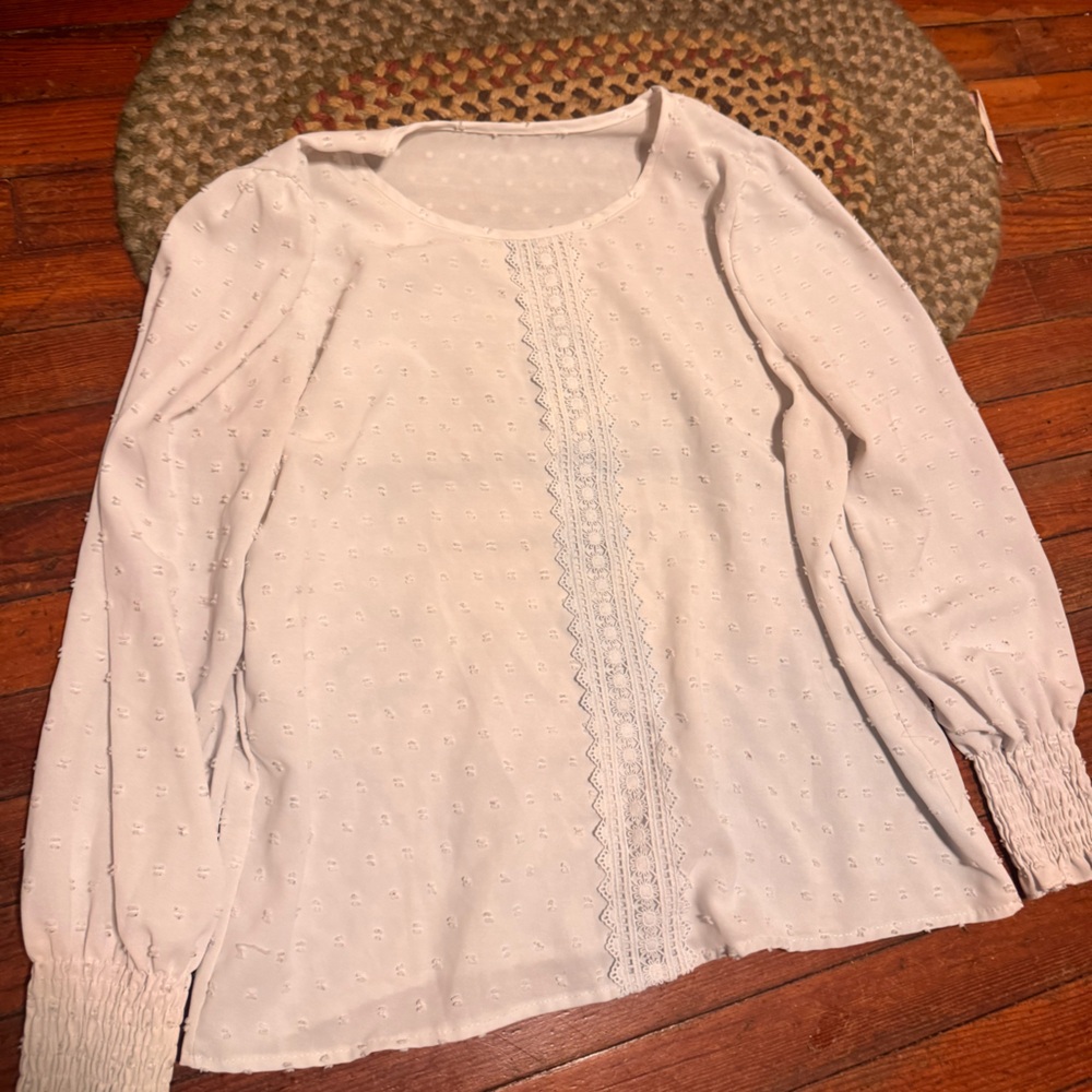 Chic Nation White Blouse with Lace Detail